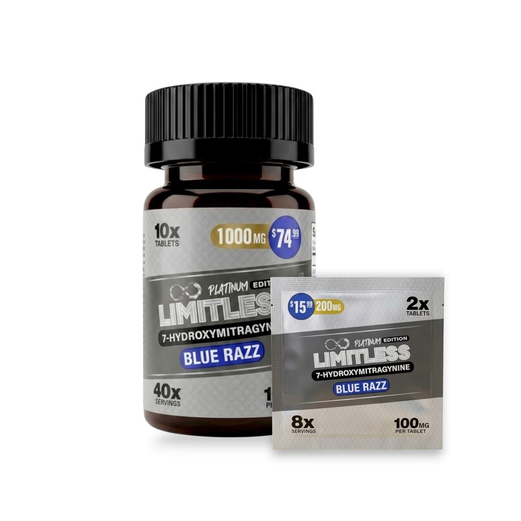 Limitless Platinum 7OH Tablets — Blue Razz 100mg