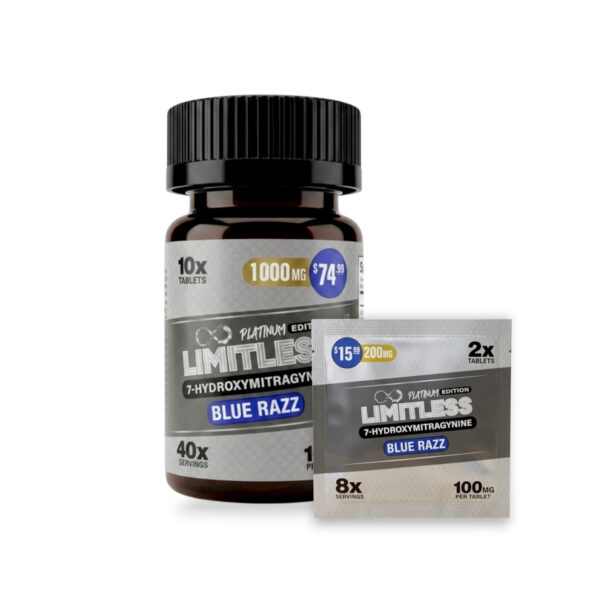 Limitless Platinum 7OH Tablets — Blue Razz 100mg